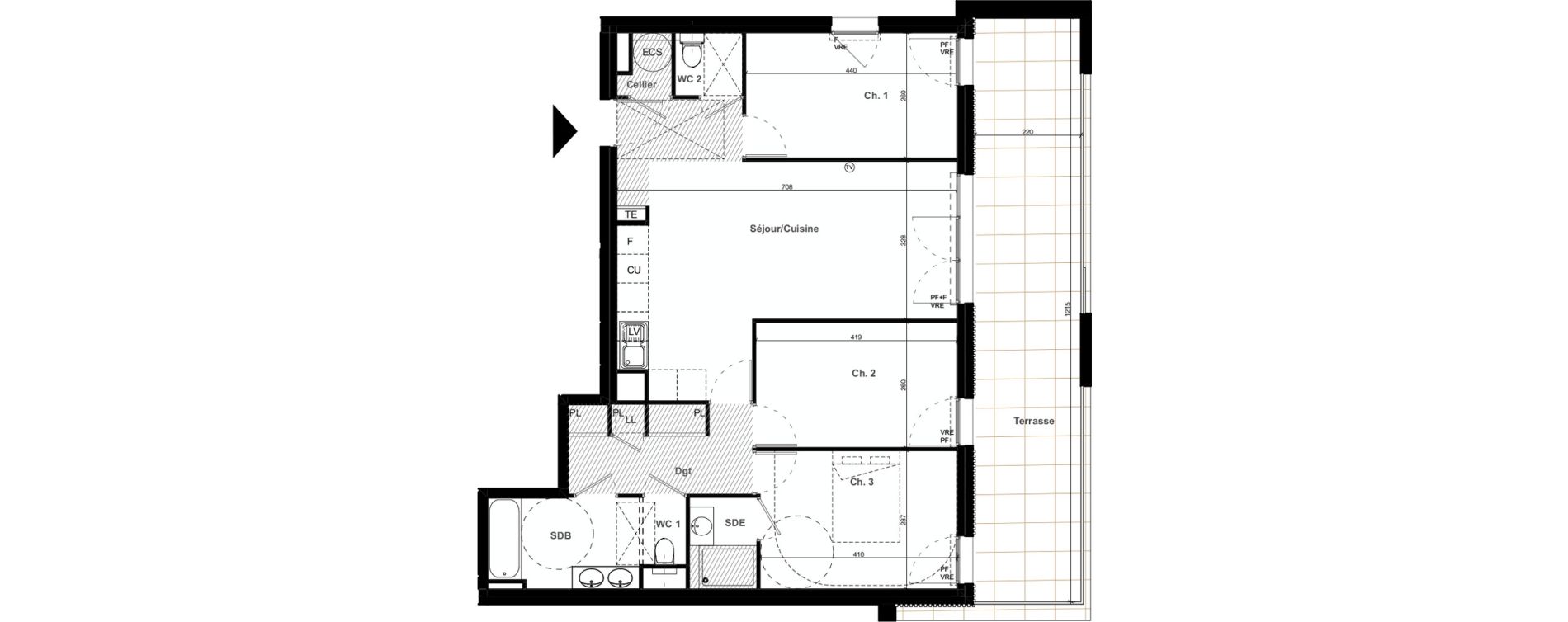 Appartement T4 de 84,75 m2 &agrave; Clapiers Le castelet