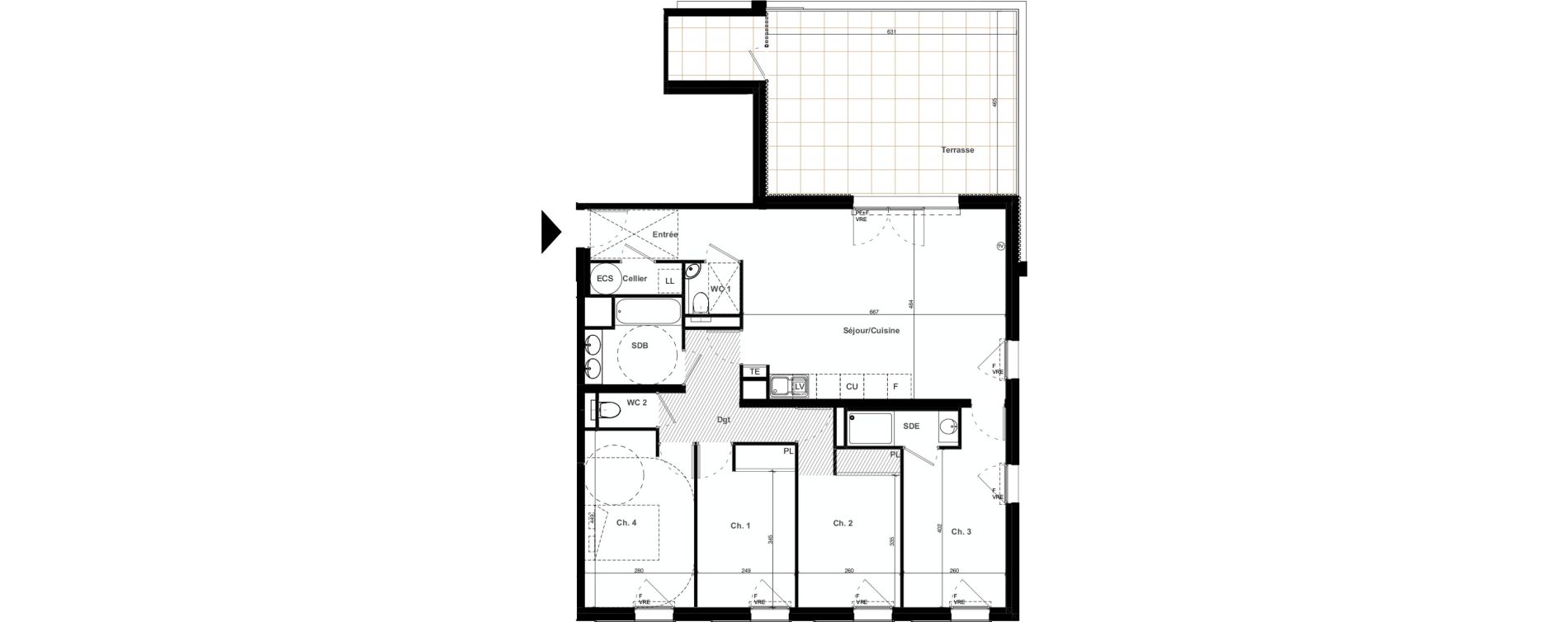 Appartement T5 de 100,71 m2 &agrave; Clapiers Le castelet