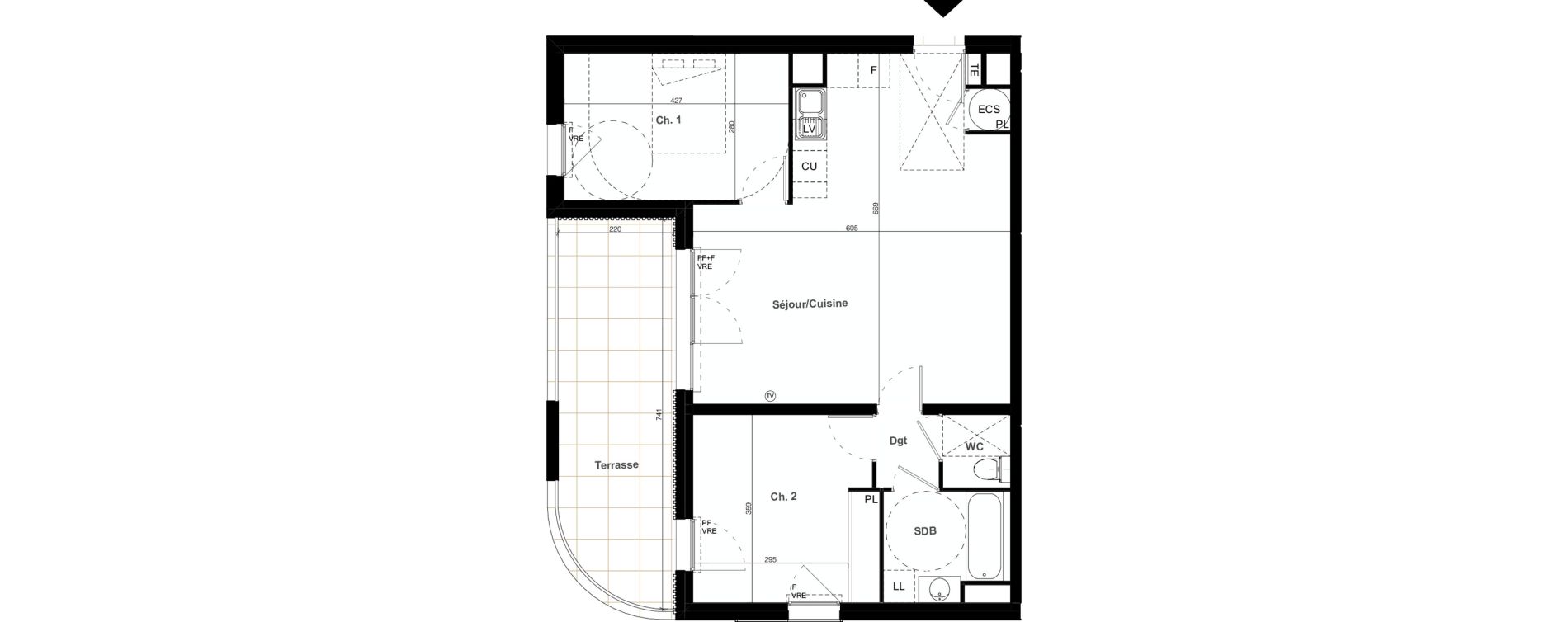 Appartement T3 de 66,75 m2 &agrave; Clapiers Le castelet