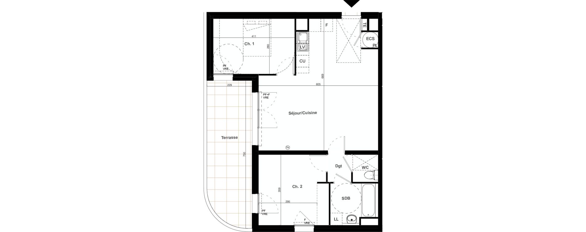 Appartement T3 de 66,30 m2 &agrave; Clapiers Le castelet