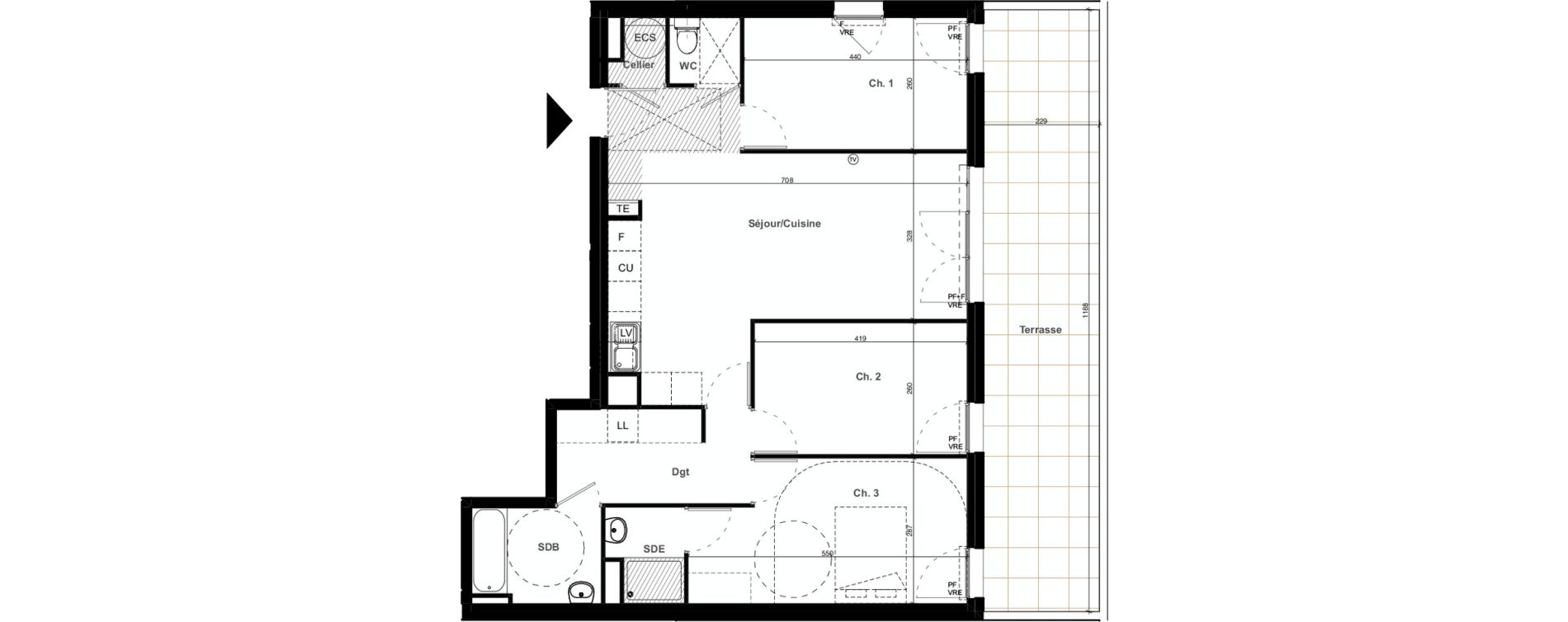 Appartement T4 de 85,11 m2 &agrave; Clapiers Le castelet