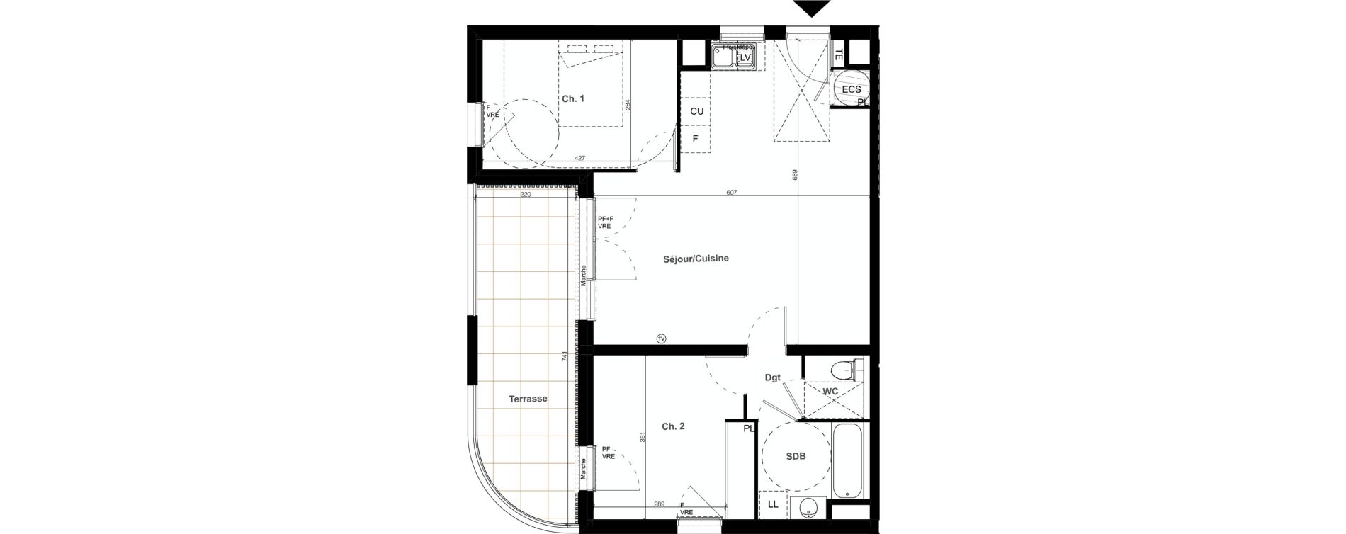 Appartement T3 de 65,42 m2 &agrave; Clapiers Le castelet