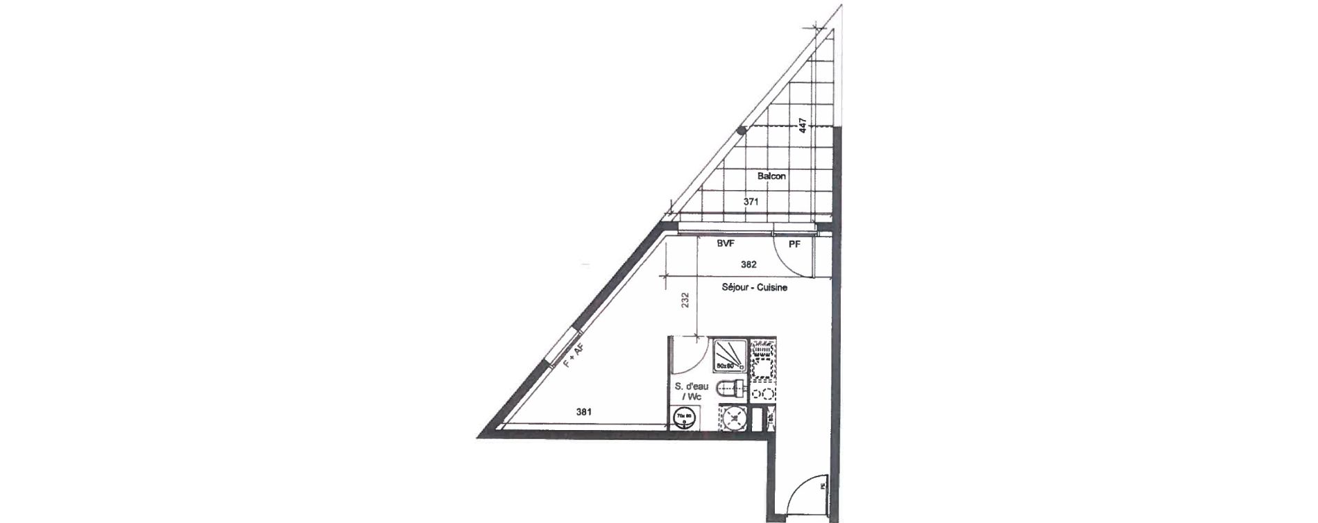 Appartement T1 de 27,45 m2 &agrave; Clermont-L'H&eacute;rault Centre