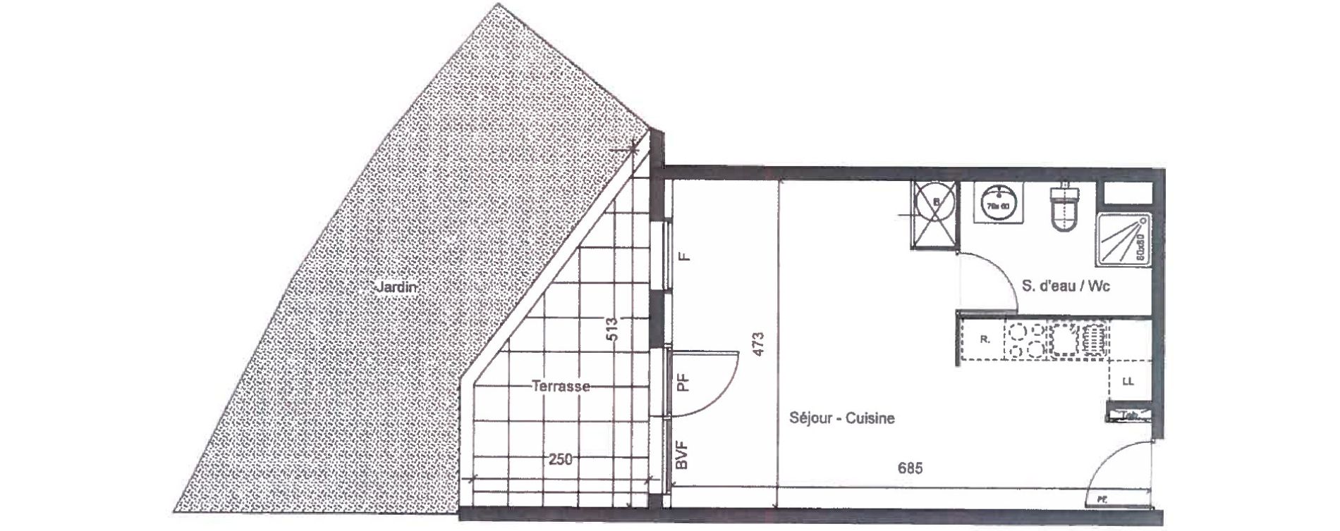 Appartement T1 de 31,45 m2 &agrave; Clermont-L'H&eacute;rault Centre