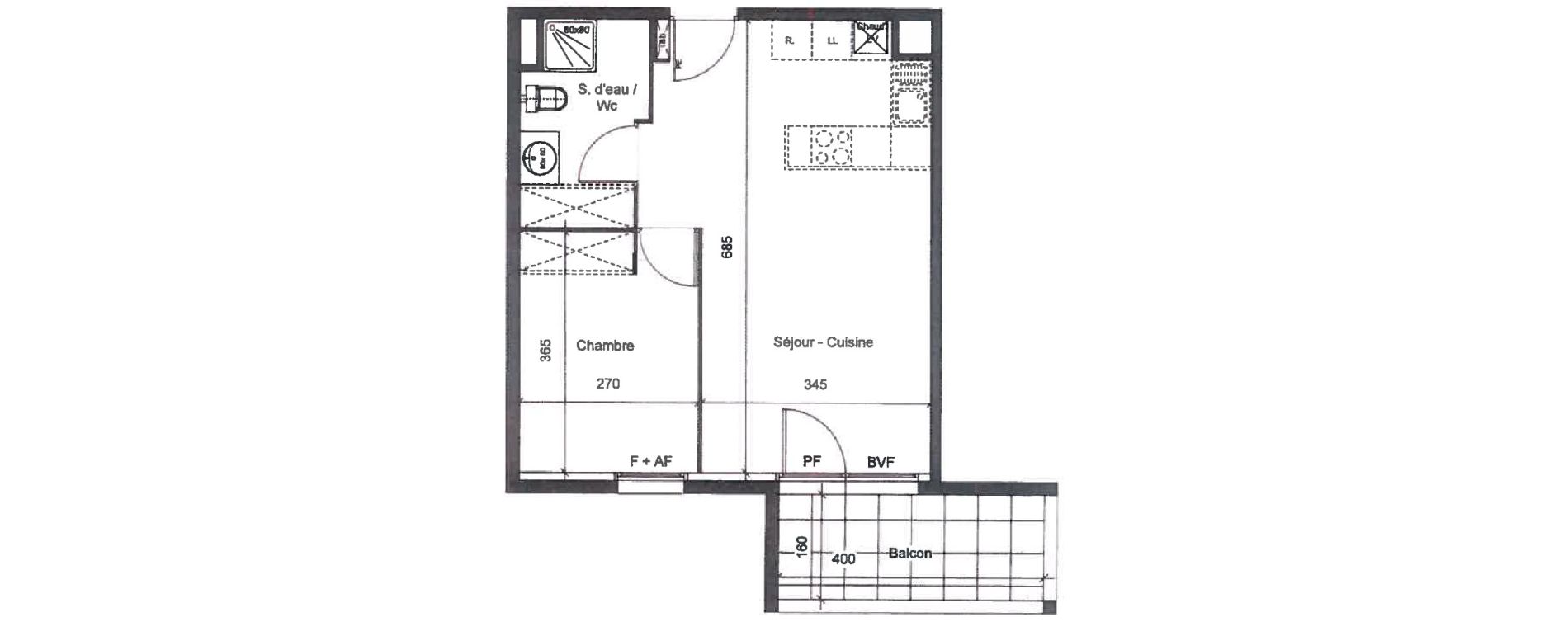 Appartement T2 de 41,05 m2 &agrave; Clermont-L'H&eacute;rault Centre