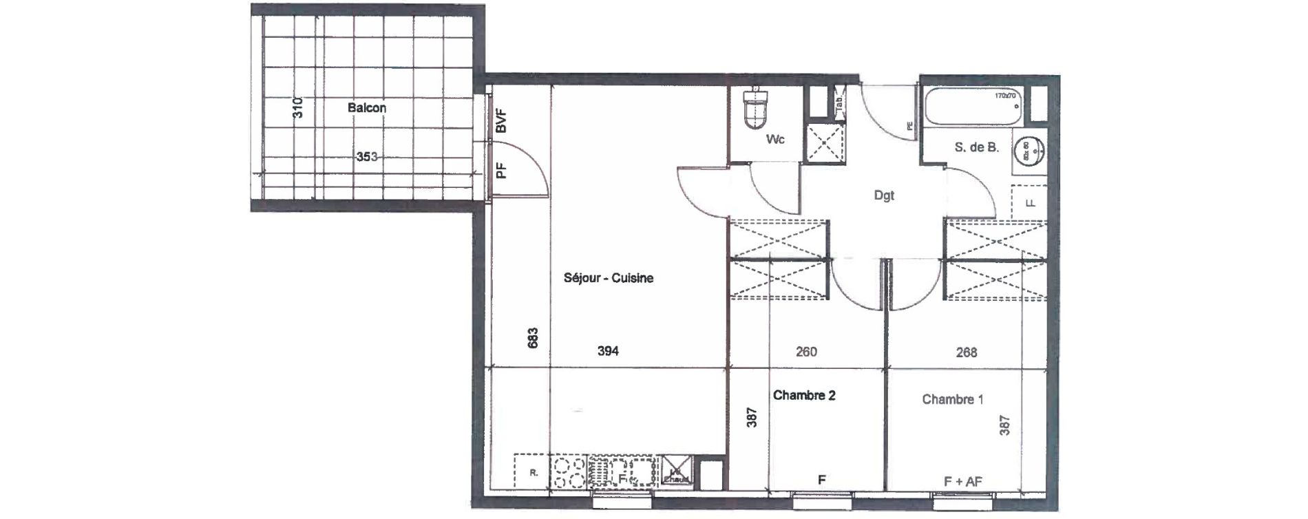 Appartement T3 de 61,30 m2 &agrave; Clermont-L'H&eacute;rault Centre