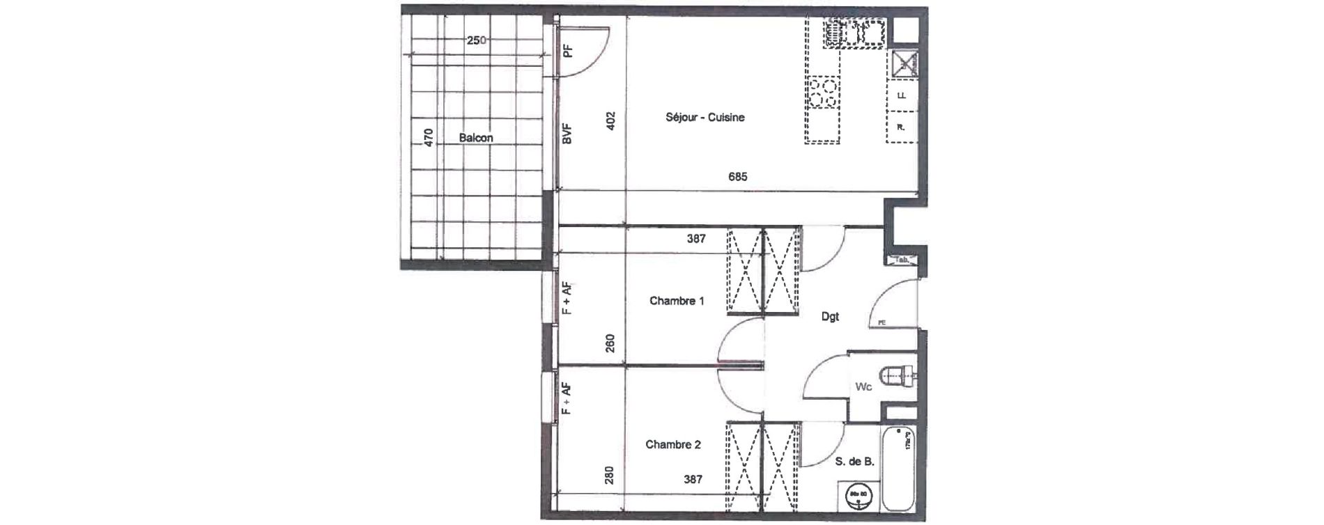 Appartement T3 de 62,55 m2 &agrave; Clermont-L'H&eacute;rault Centre