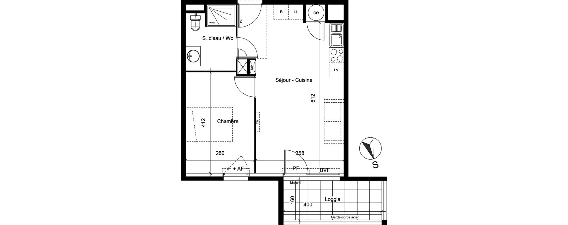 Appartement T2 de 42,40 m2 &agrave; Clermont-L'H&eacute;rault Centre