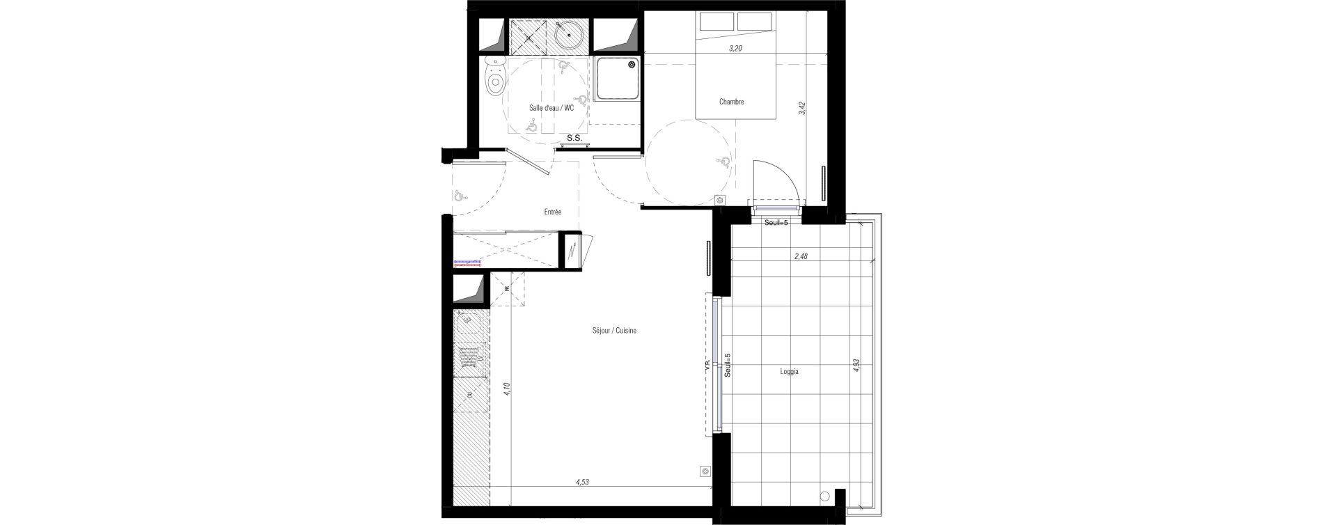 Appartement T2 de 42,40 m2 &agrave; Fabr&egrave;gues Centre