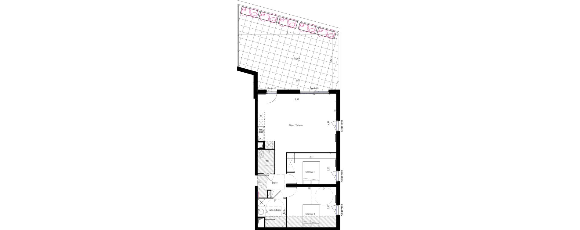 Appartement T3 de 69,50 m2 &agrave; Fabr&egrave;gues Centre