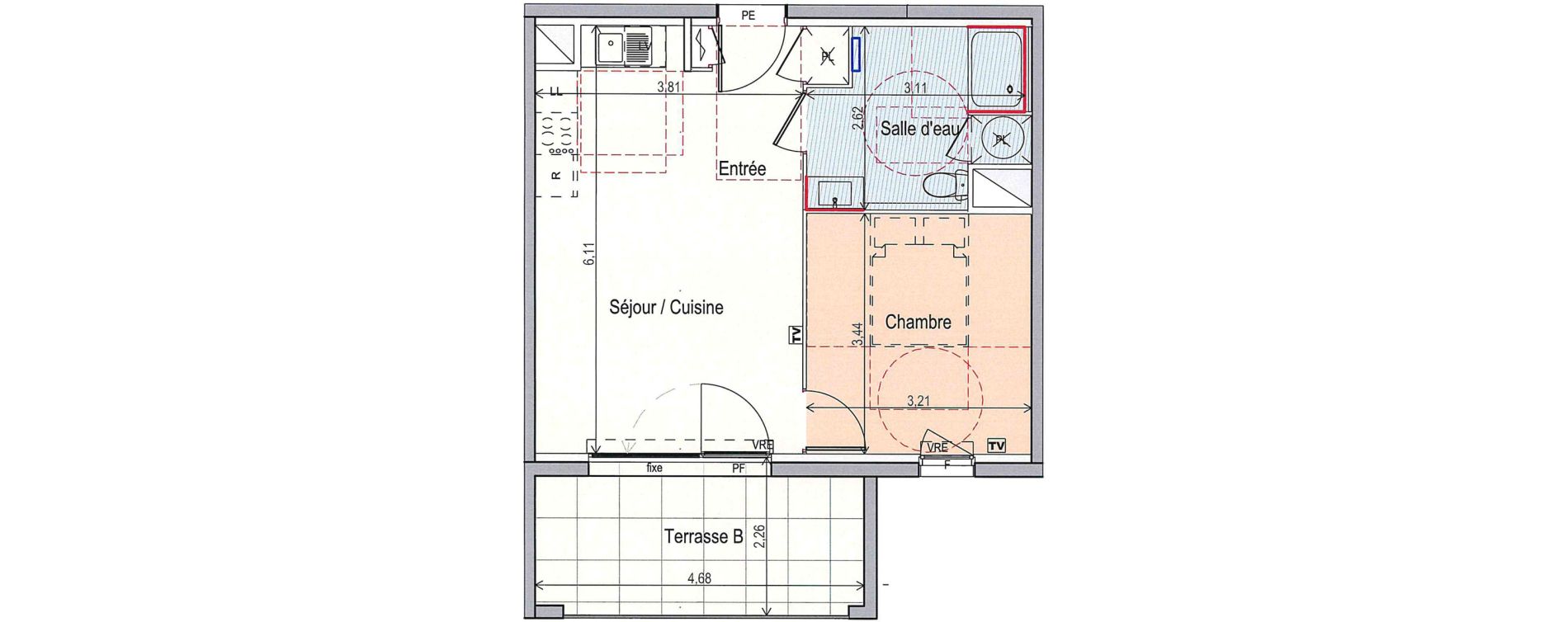 Appartement T2 de 40,61 m2 &agrave; Fabr&egrave;gues Centre