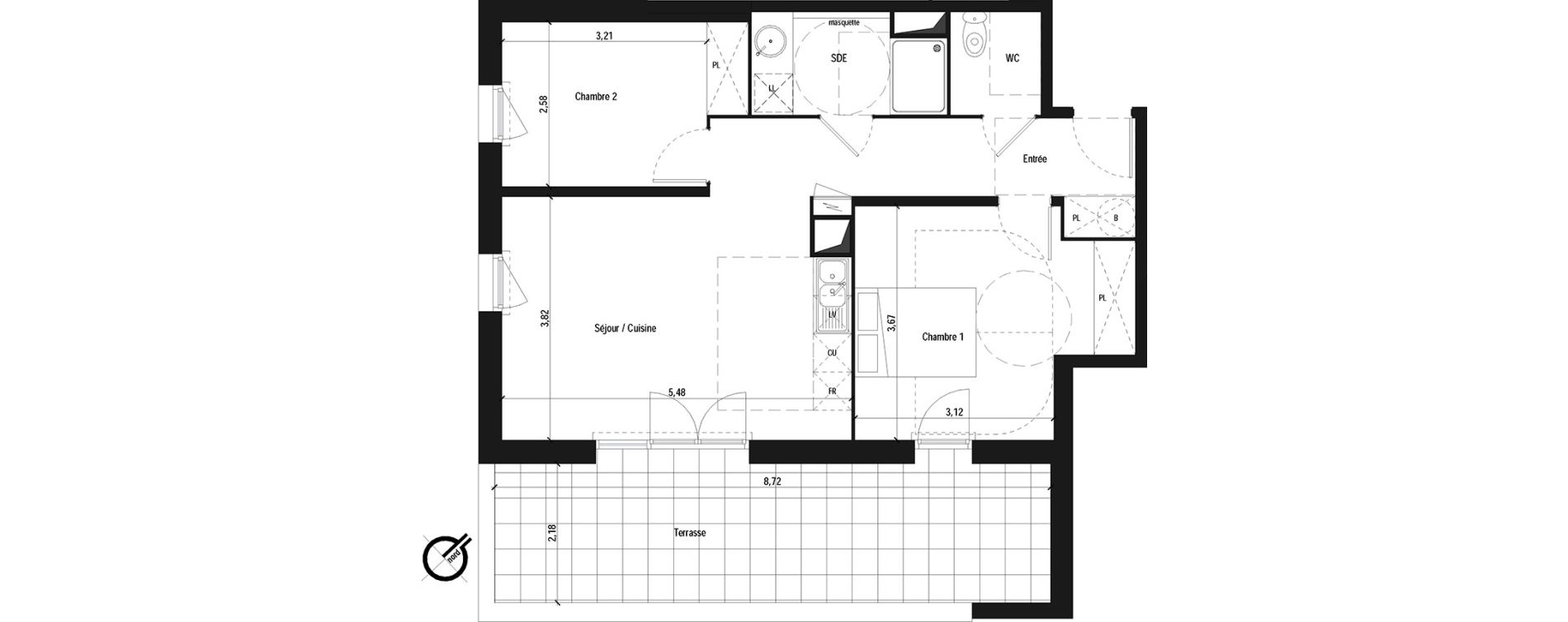 Appartement T3 de 59,15 m2 &agrave; Fabr&egrave;gues Centre