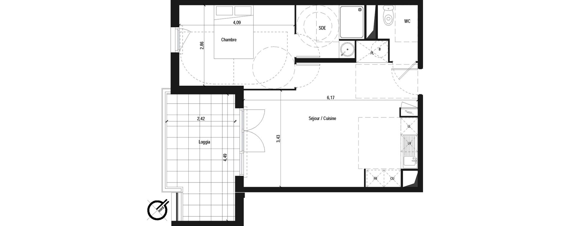 Appartement T2 de 44,20 m2 &agrave; Fabr&egrave;gues Centre