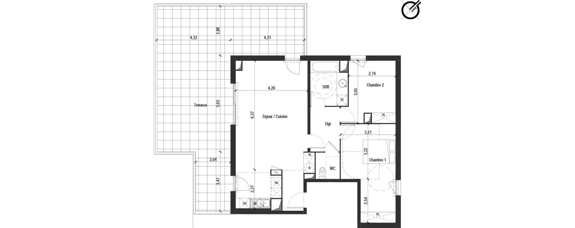 Appartement T3 de 73,50 m2 &agrave; Fabr&egrave;gues Centre