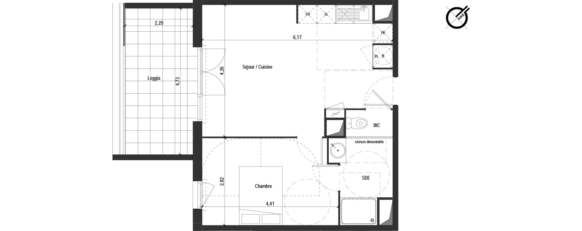 Appartement T2 de 41,90 m2 &agrave; Fabr&egrave;gues Centre