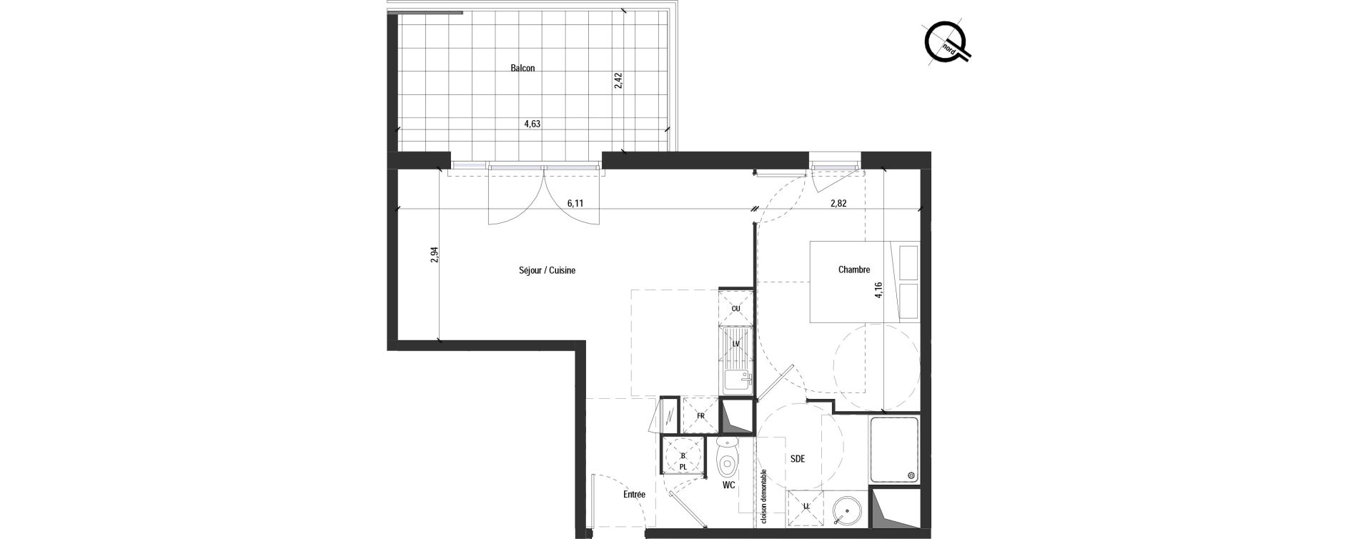 Appartement T2 de 43,00 m2 &agrave; Fabr&egrave;gues Centre