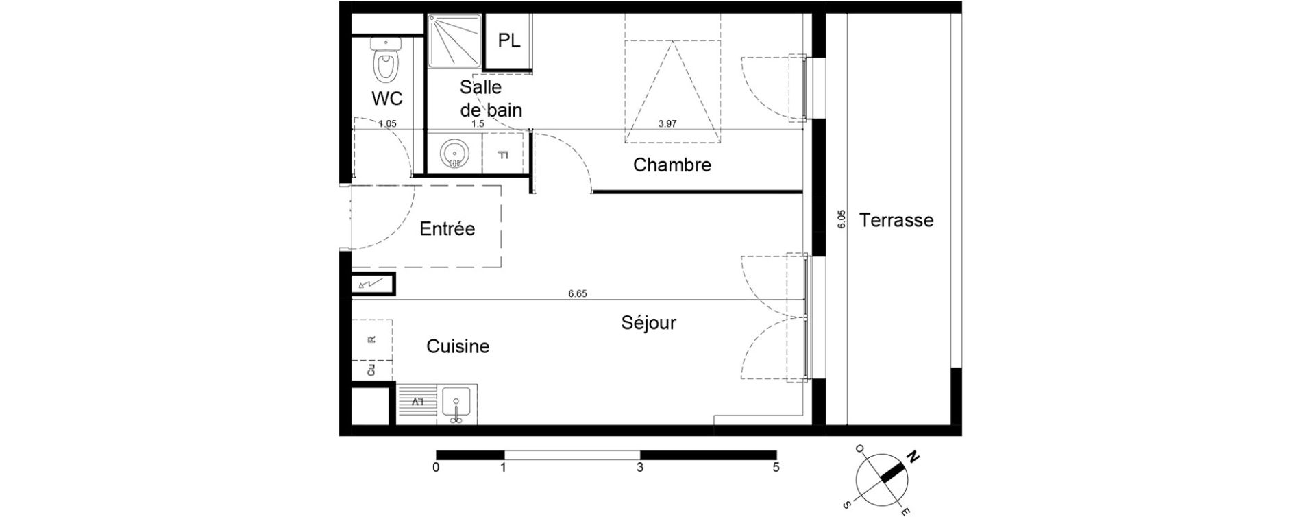 Appartement T2 de 38,96 m2 &agrave; Frontignan Centre