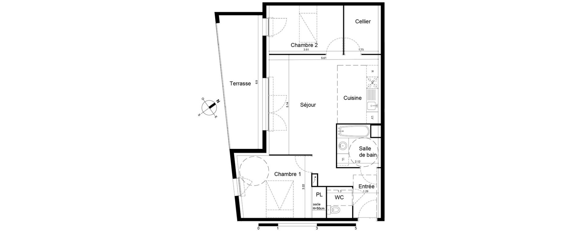 Appartement T3 de 65,38 m2 &agrave; Frontignan Centre