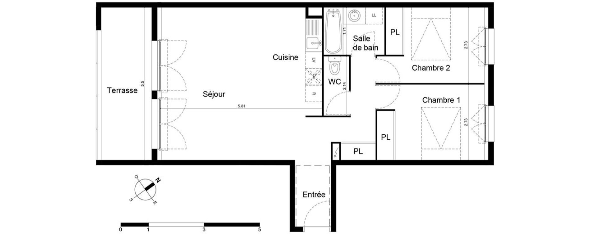 Appartement T3 de 66,81 m2 &agrave; Frontignan Centre