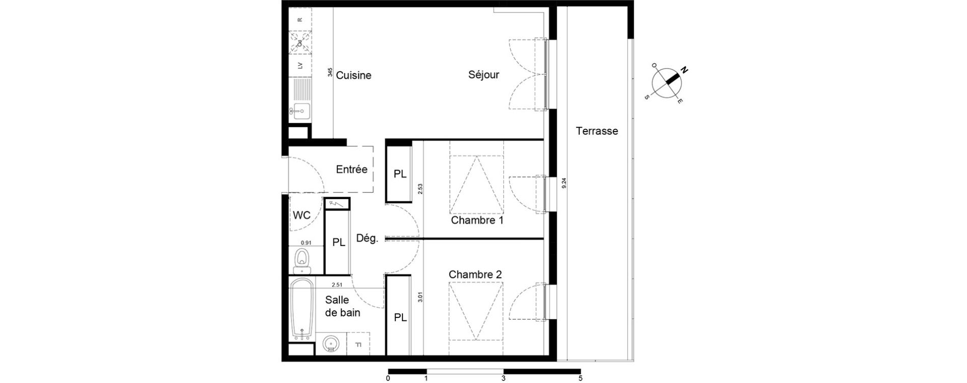 Appartement T3 de 58,65 m2 &agrave; Frontignan Centre