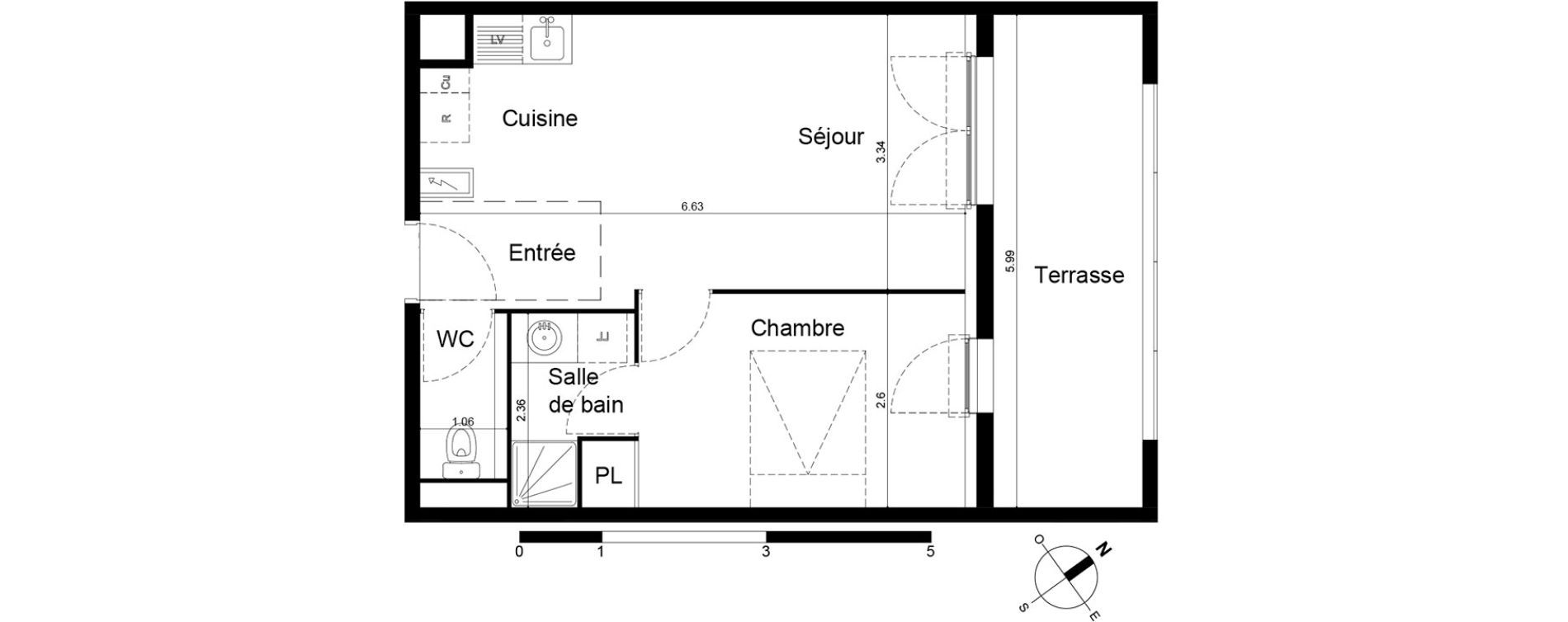 Appartement T2 de 38,76 m2 &agrave; Frontignan Centre