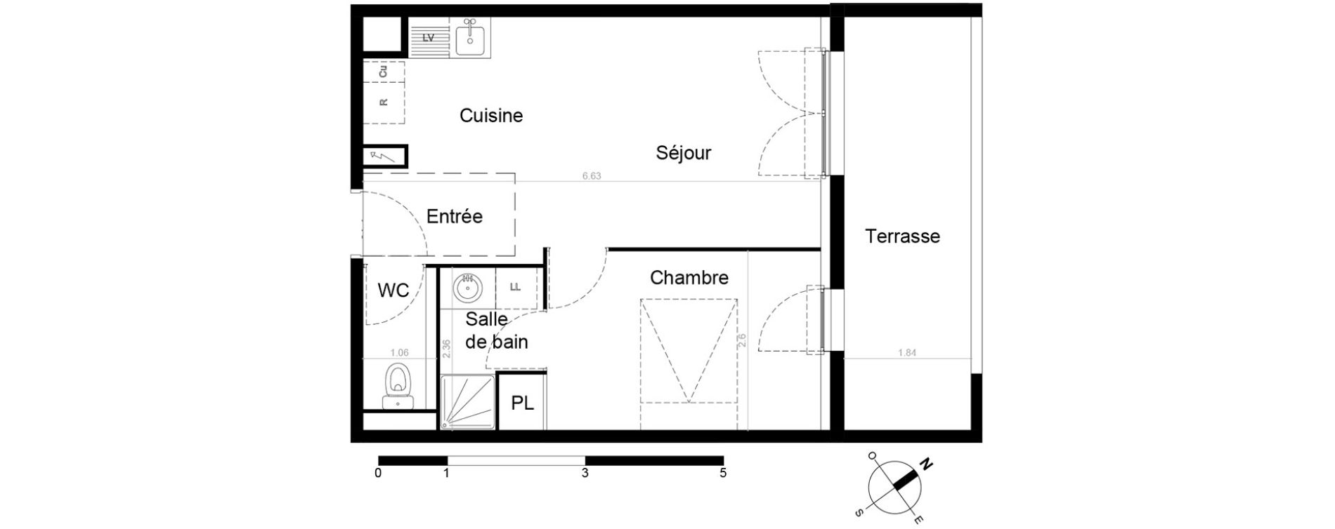 Appartement T2 de 38,96 m2 &agrave; Frontignan Centre