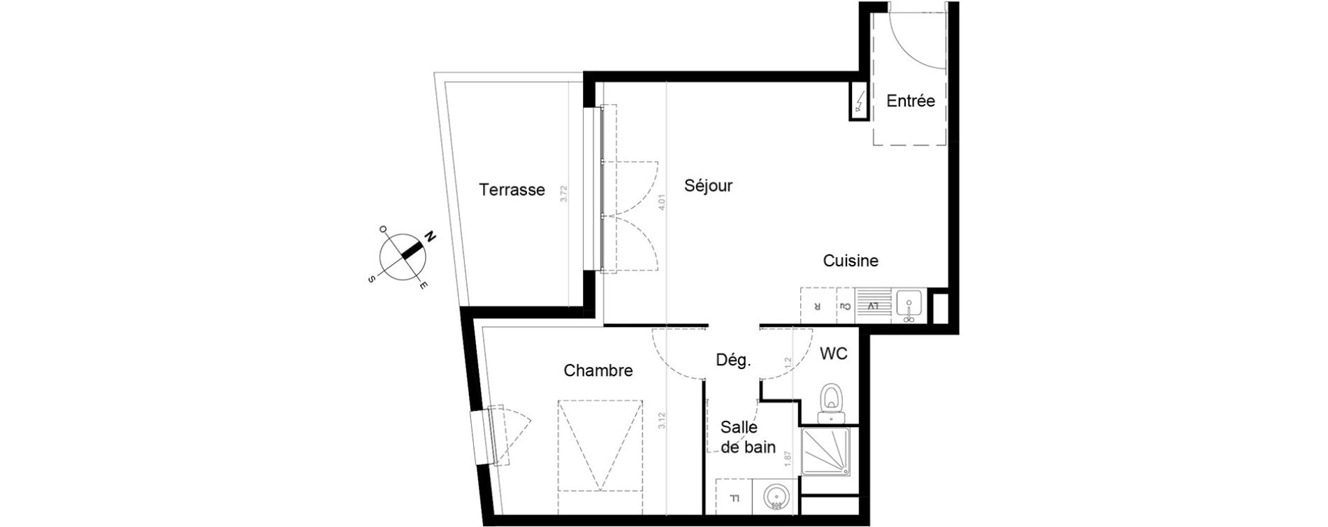 Appartement T2 de 43,25 m2 &agrave; Frontignan Centre