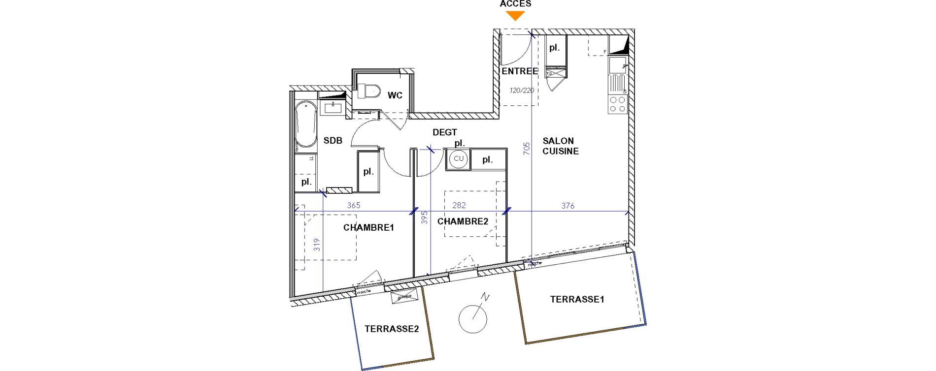 Appartement T3 de 61,41 m2 &agrave; Frontignan Centre