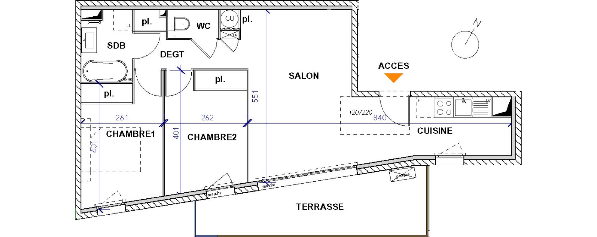 Appartement T3 de 57,78 m2 &agrave; Frontignan Centre