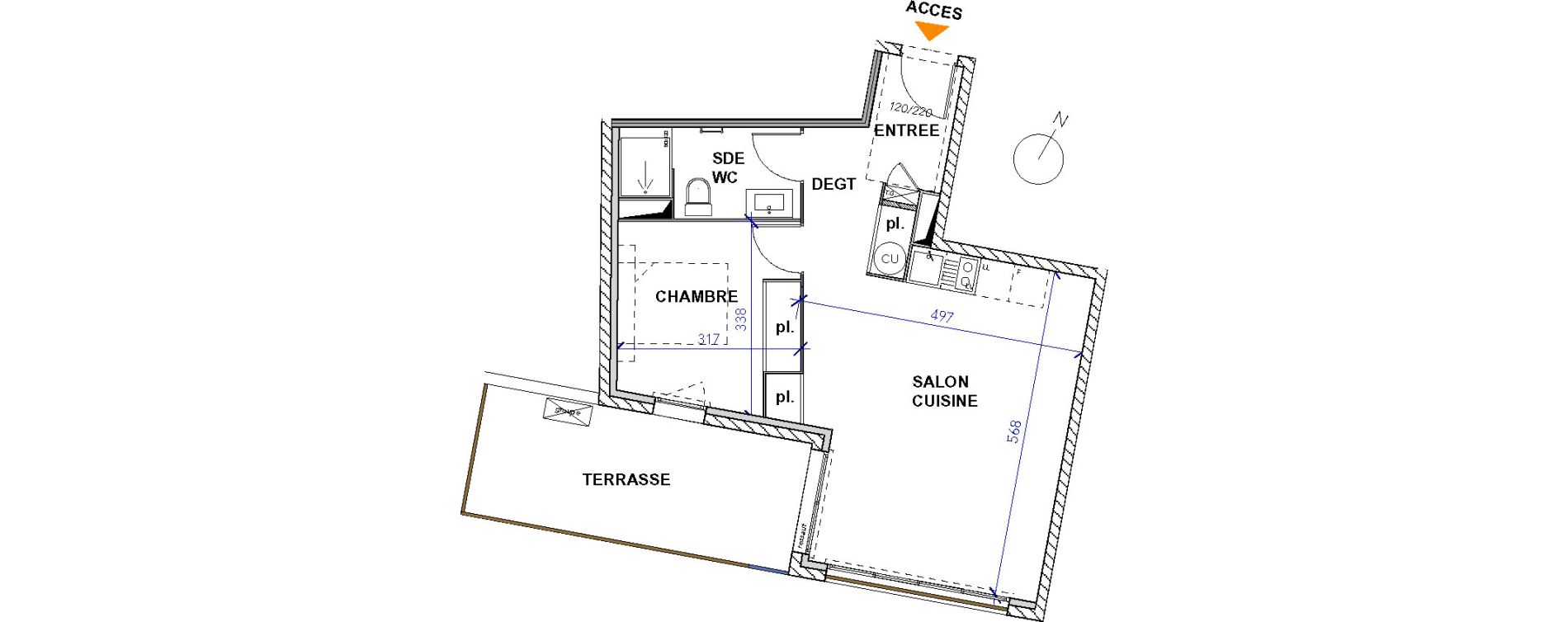 Appartement T2 de 46,47 m2 &agrave; Frontignan Centre