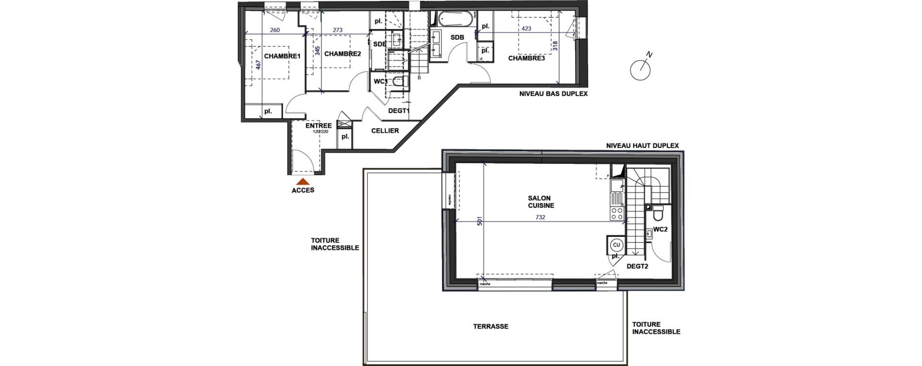 Duplex T4 de 103,18 m2 &agrave; Frontignan Centre
