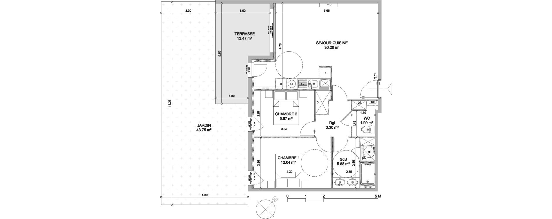 Appartement T3 de 63,08 m2 &agrave; Frontignan Centre