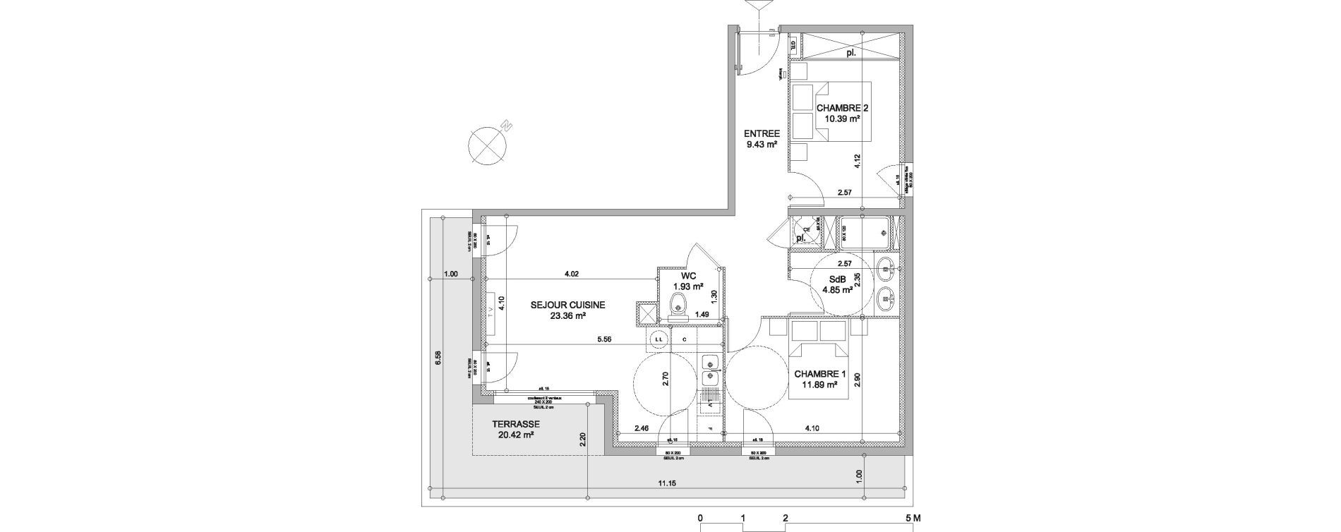 Appartement T3 de 61,85 m2 &agrave; Frontignan Centre