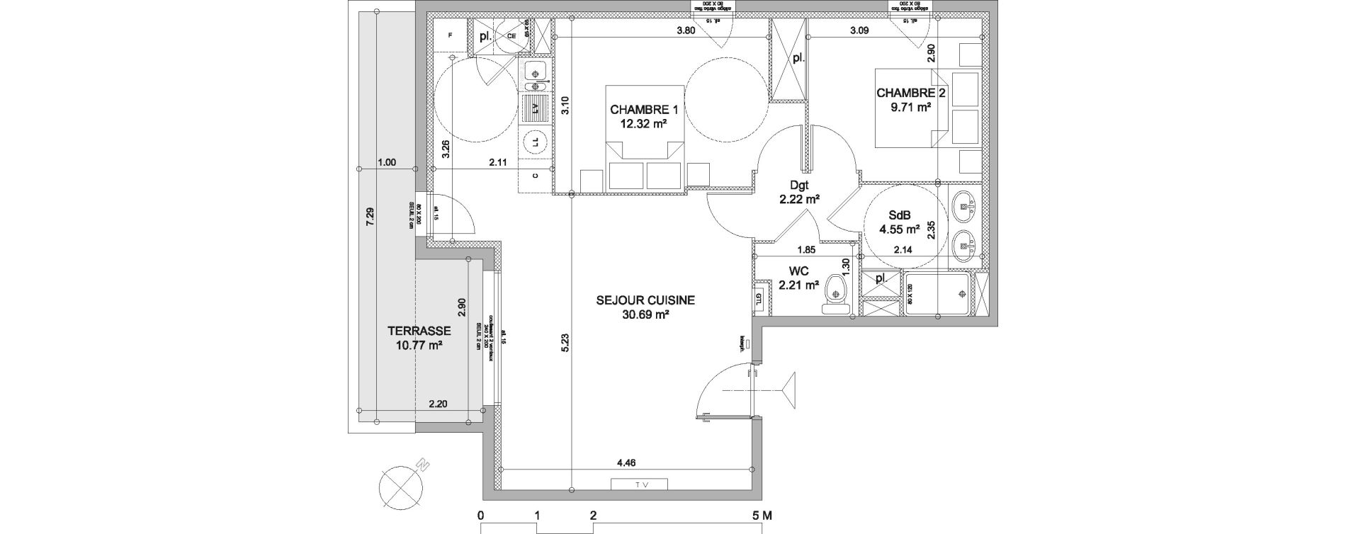 Appartement T3 de 61,70 m2 &agrave; Frontignan Centre