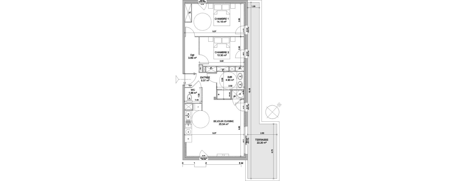 Appartement T3 de 63,87 m2 &agrave; Frontignan Centre