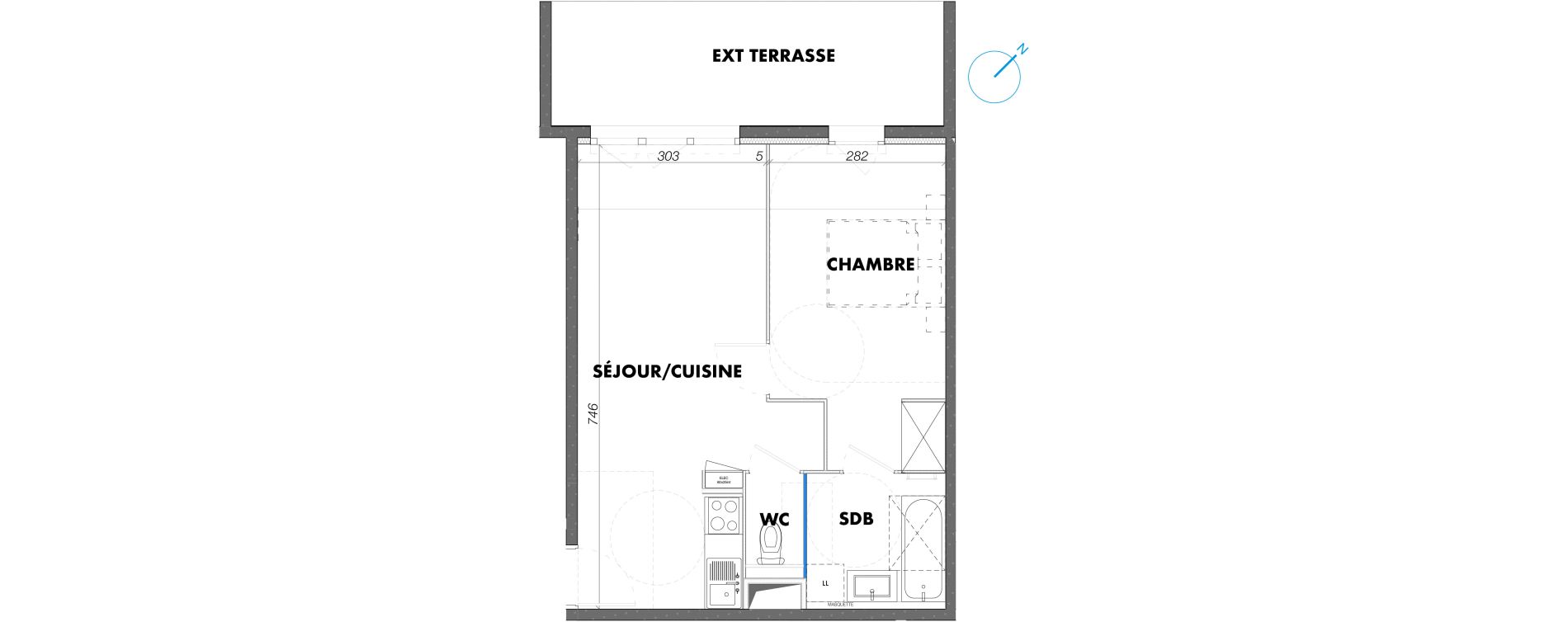 Appartement T2 de 44,00 m2 &agrave; Gigean Centre