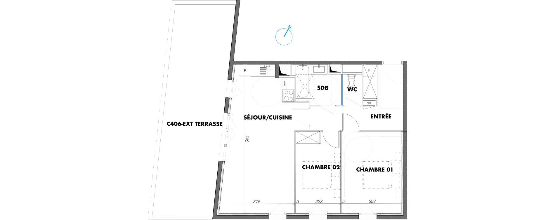Appartement T3 de 63,20 m2 &agrave; Gigean Centre