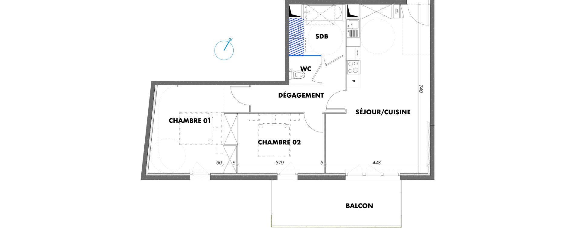 Appartement T3 de 68,10 m2 &agrave; Gigean Centre