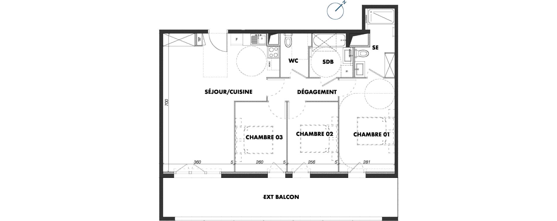 Appartement T4 de 82,93 m2 &agrave; Gigean Centre