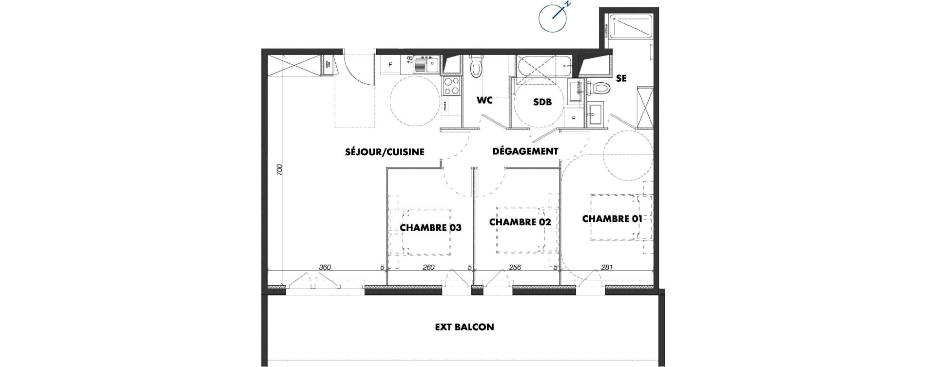 Appartement T4 de 82,82 m2 &agrave; Gigean Centre