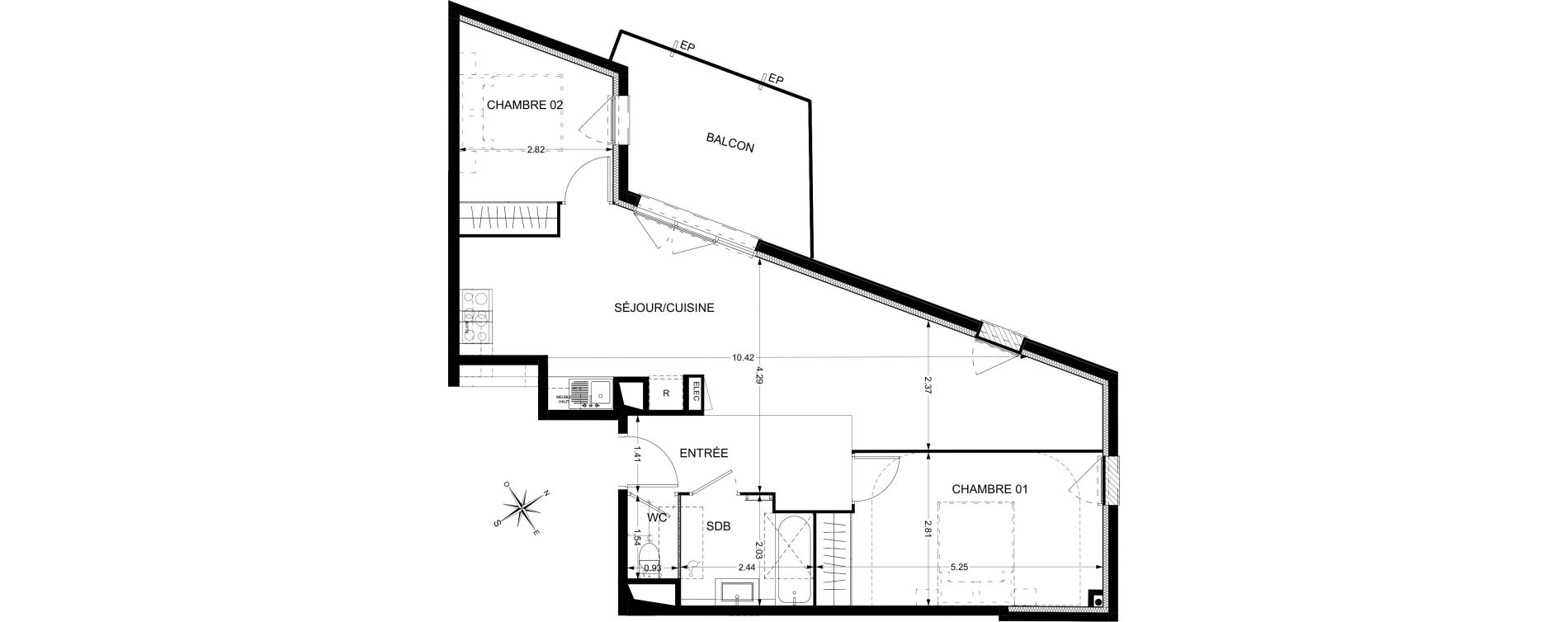 Appartement T3 de 67,32 m2 &agrave; Gigean Centre