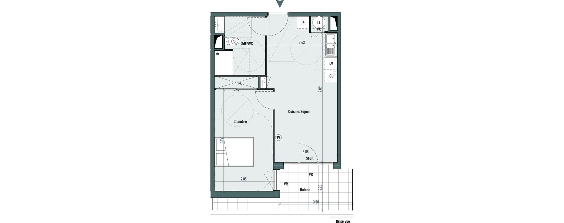 Appartement T2 de 45,39 m2 &agrave; Gignac Centre