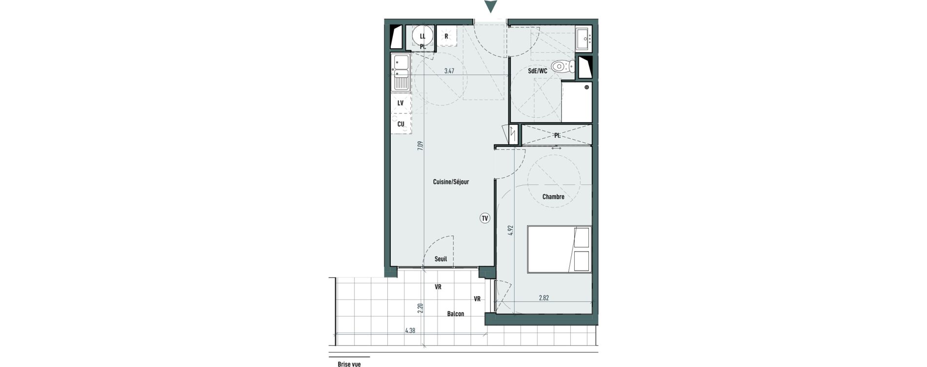 Appartement T2 de 45,08 m2 &agrave; Gignac Centre