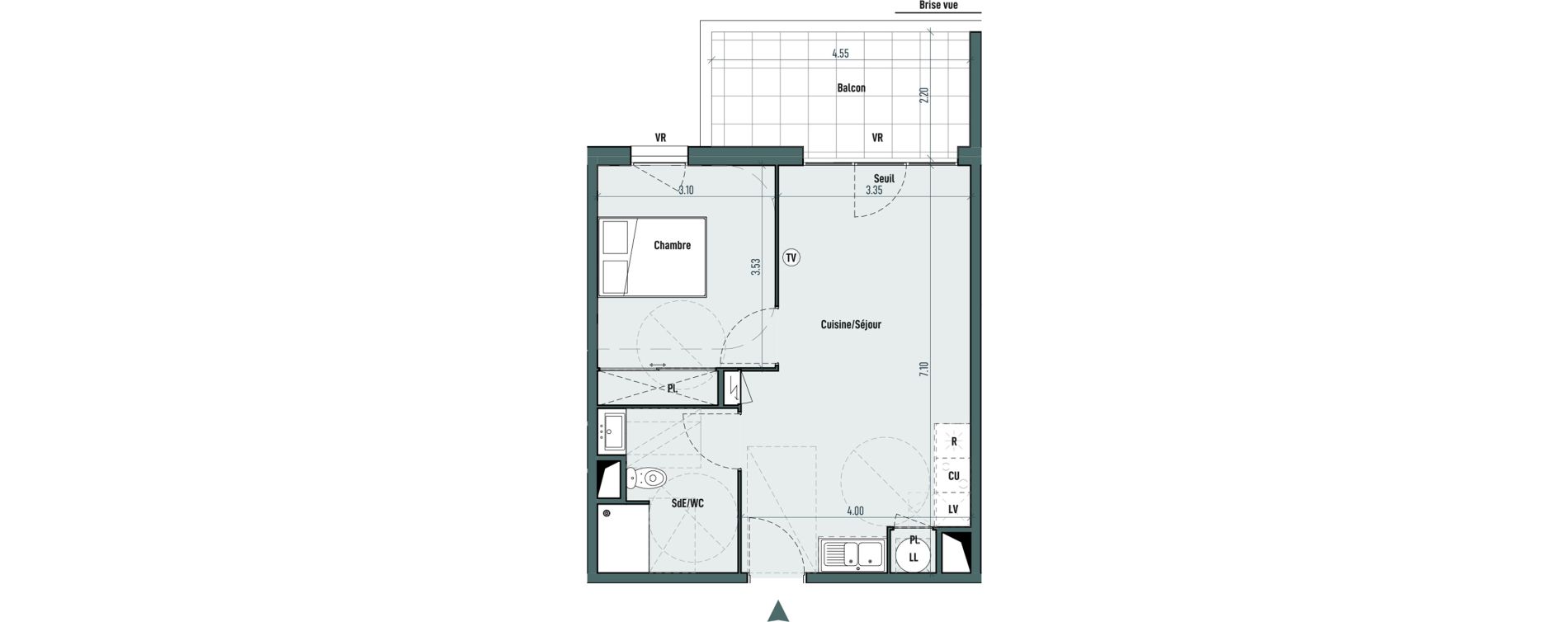 Appartement T2 de 45,19 m2 &agrave; Gignac Centre