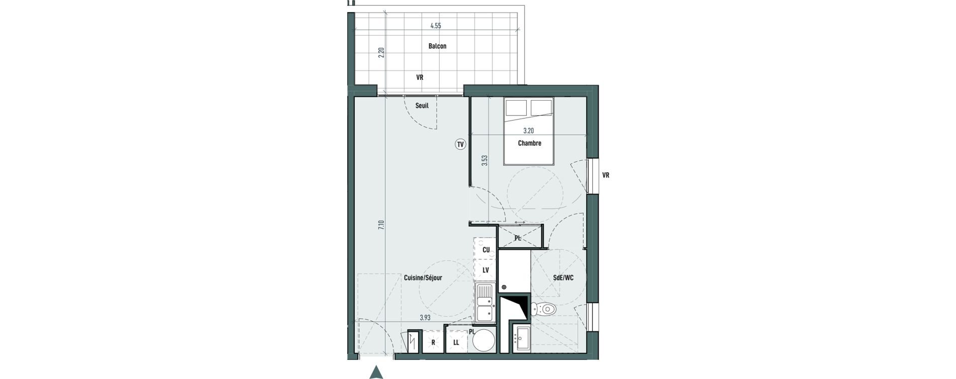 Appartement T2 de 44,47 m2 &agrave; Gignac Centre