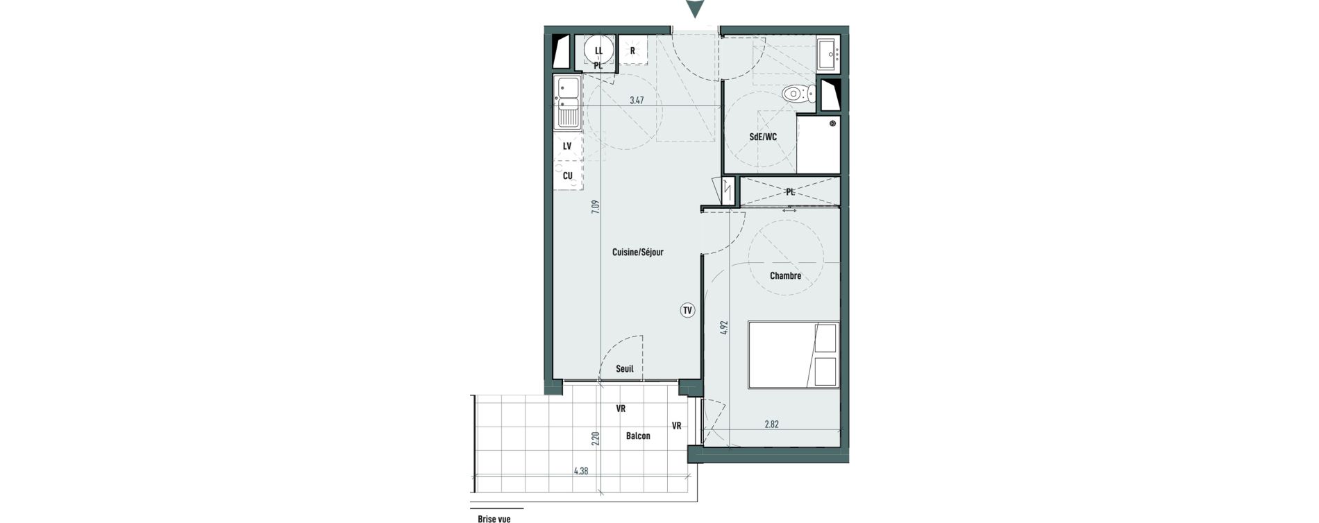 Appartement T2 de 45,08 m2 &agrave; Gignac Centre