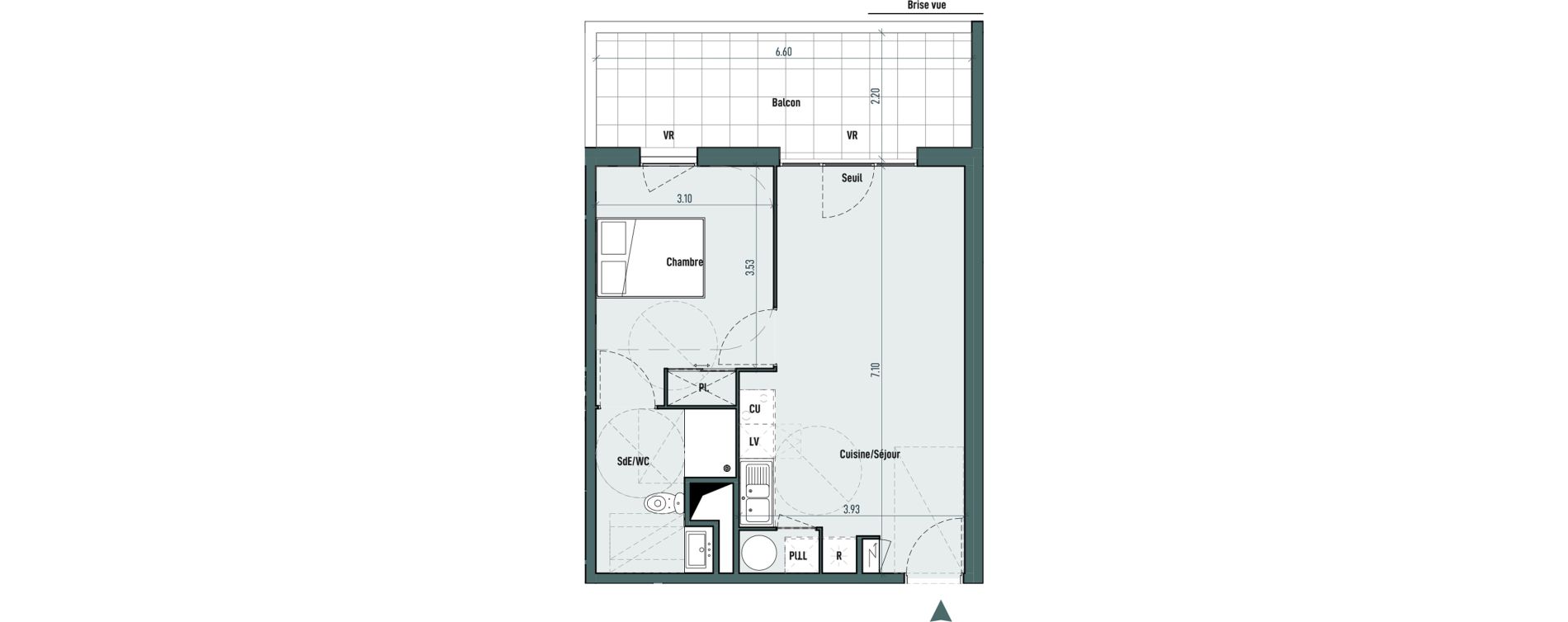 Appartement T2 de 44,47 m2 &agrave; Gignac Centre