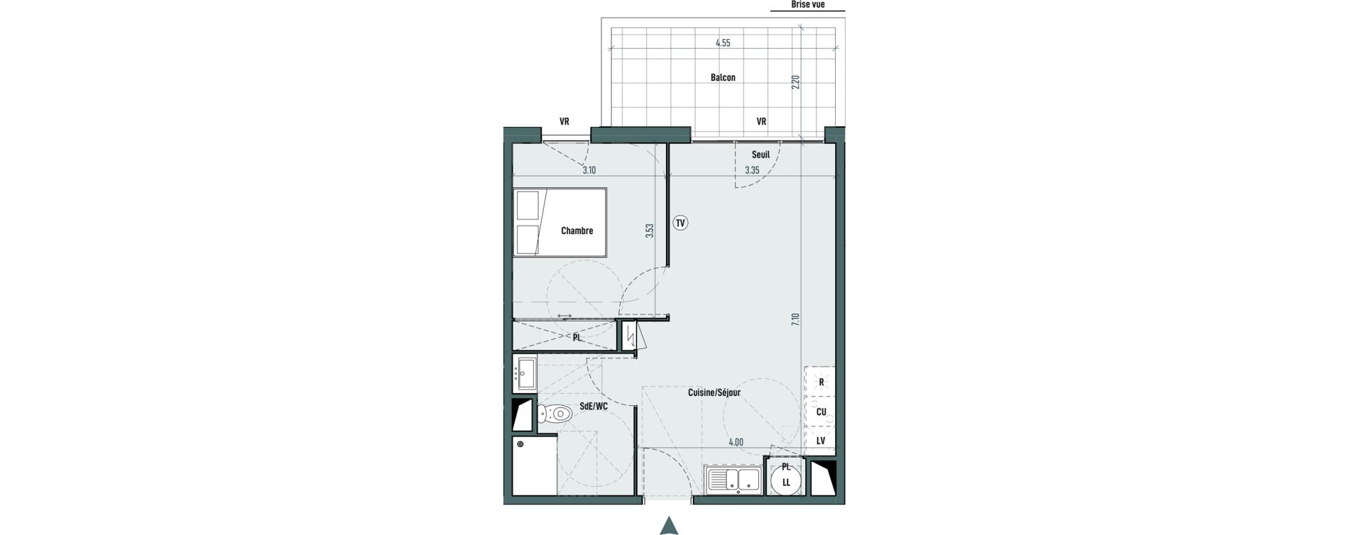 Appartement T2 de 45,19 m2 &agrave; Gignac Centre