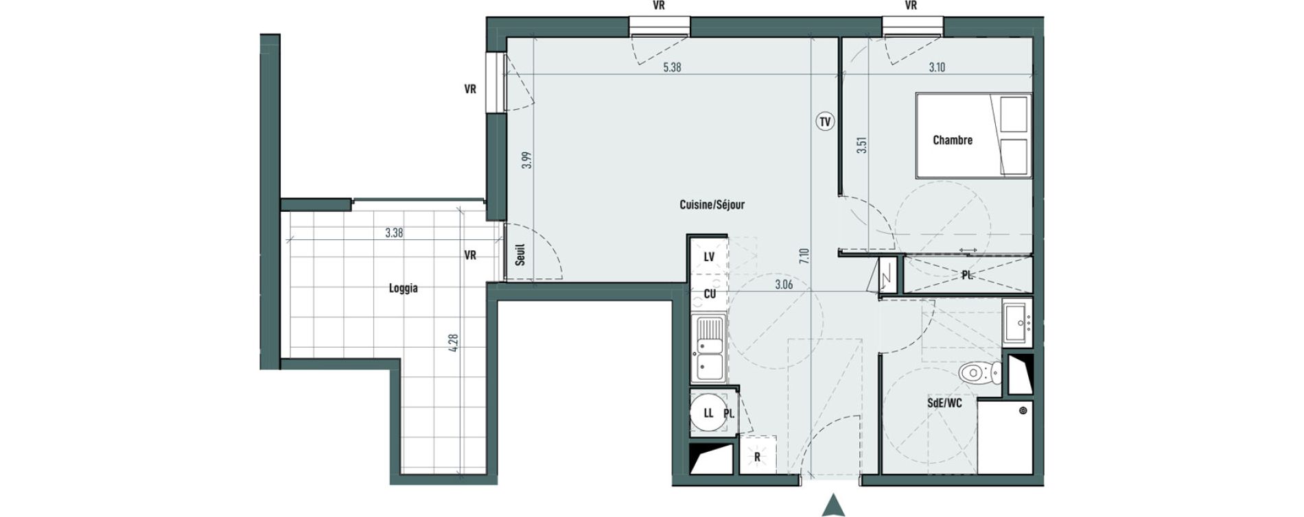 Appartement T2 de 50,39 m2 &agrave; Gignac Centre