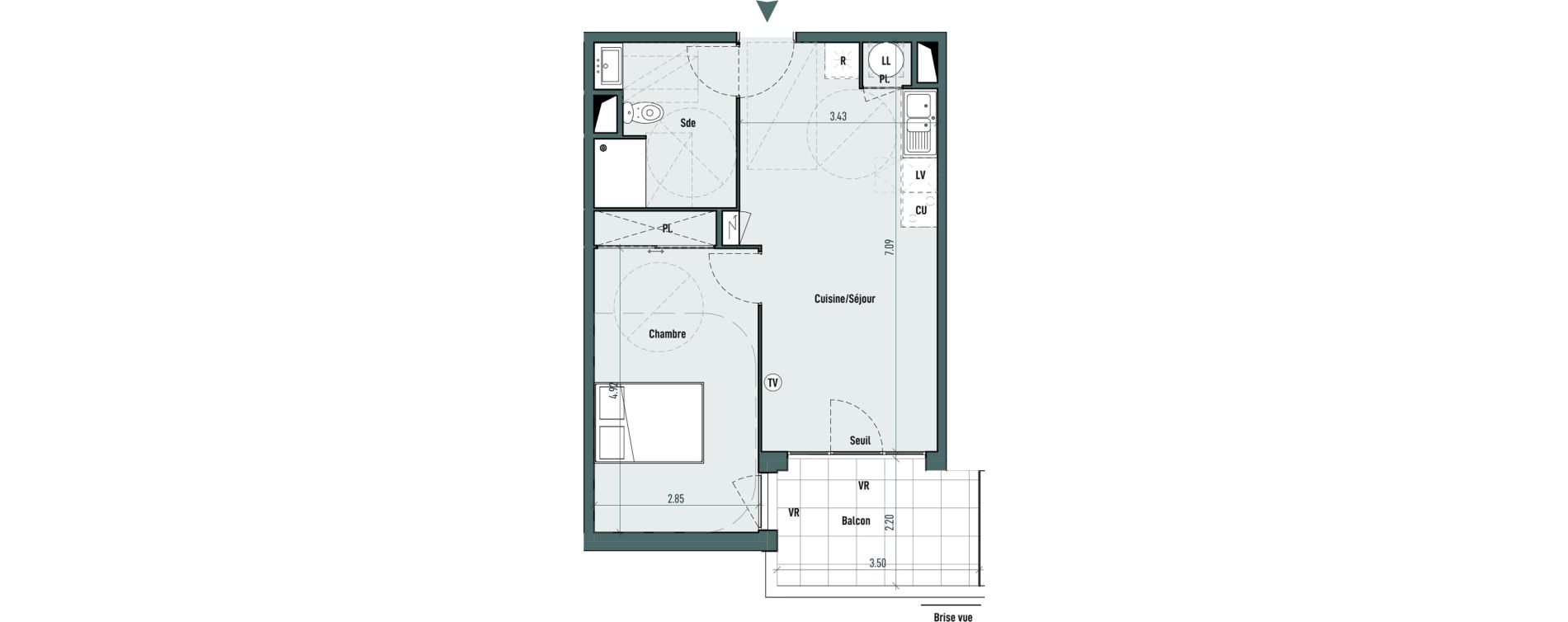 Appartement T2 de 45,39 m2 &agrave; Gignac Centre